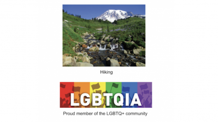 example ppt slide of Dr. Brownell stating that she likes hiking and is part of the LGBTQ+ community