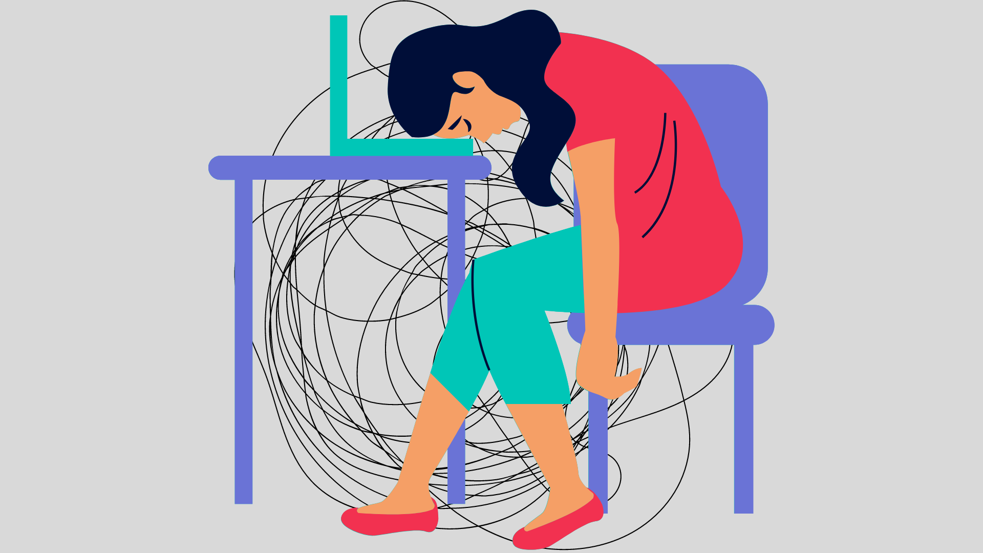 women with head on laptop, looking stressed